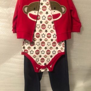 Baby starters 3 piece set red and white.